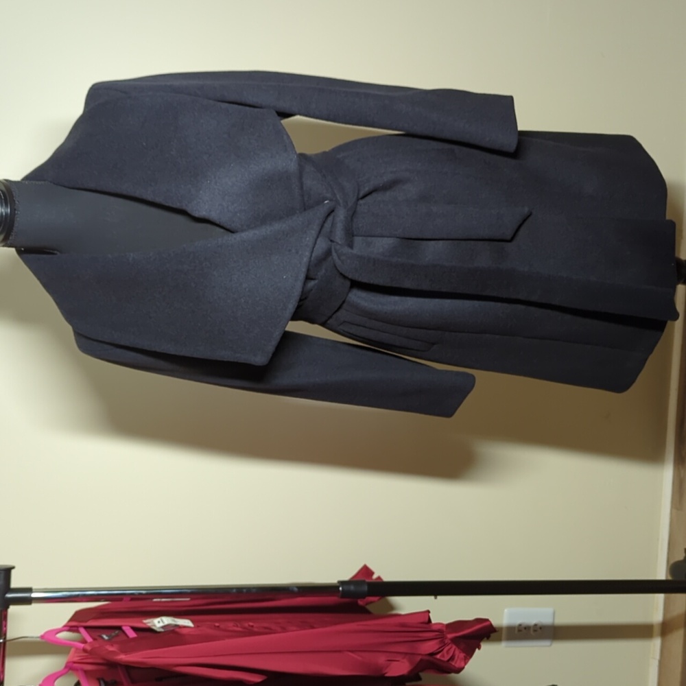 Classic Black Wrap Wool-Blend Women's Coat